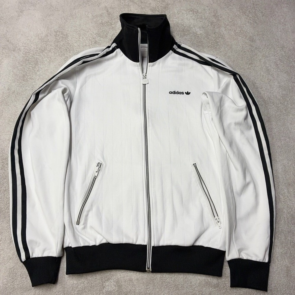 Y2K adidas Beckenbauer Track Jacket Trefoil White Black 3 Stripes Mens M